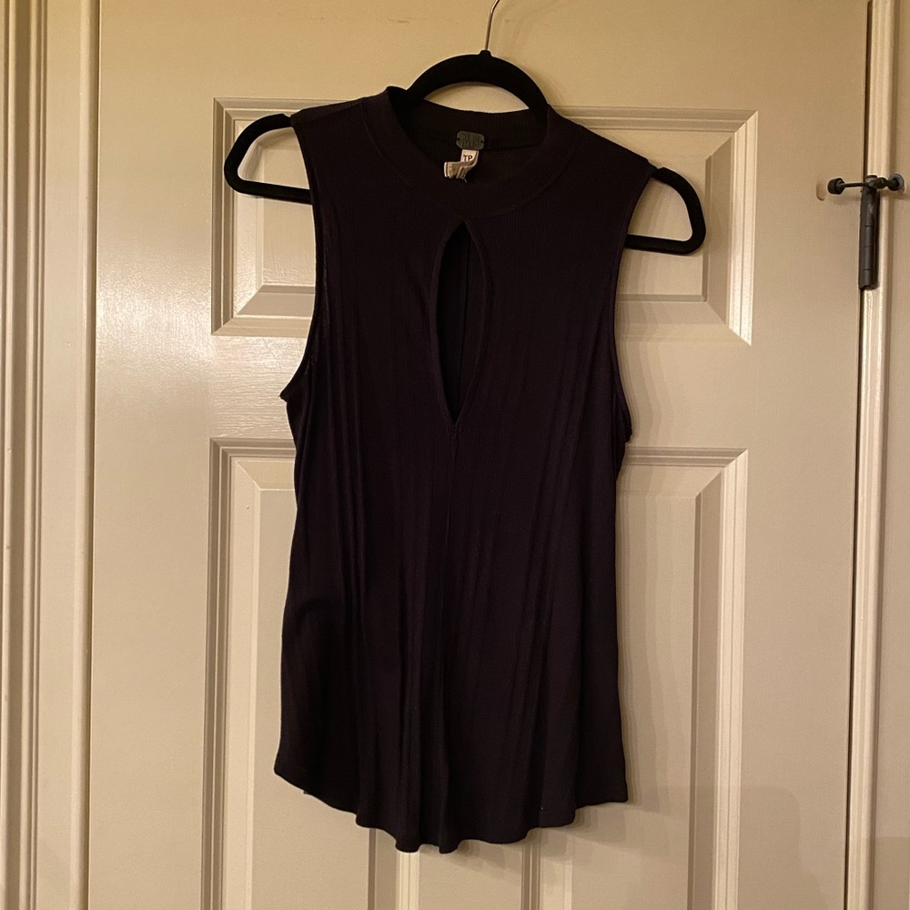 Free People Black Tank with slit in front